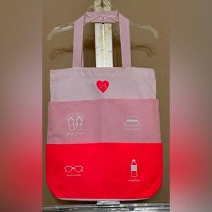 Victoria's Secret Pink and Red BeachTote Bag